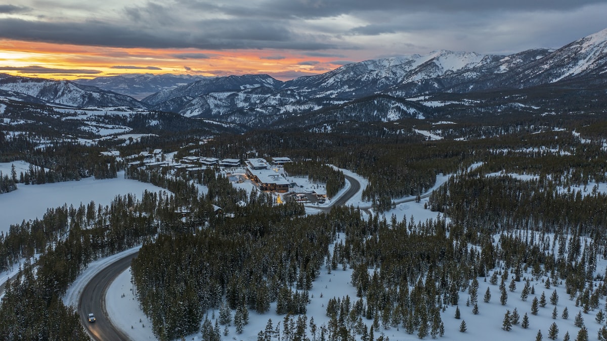 Big Sky Resort mountain views during winter ski season