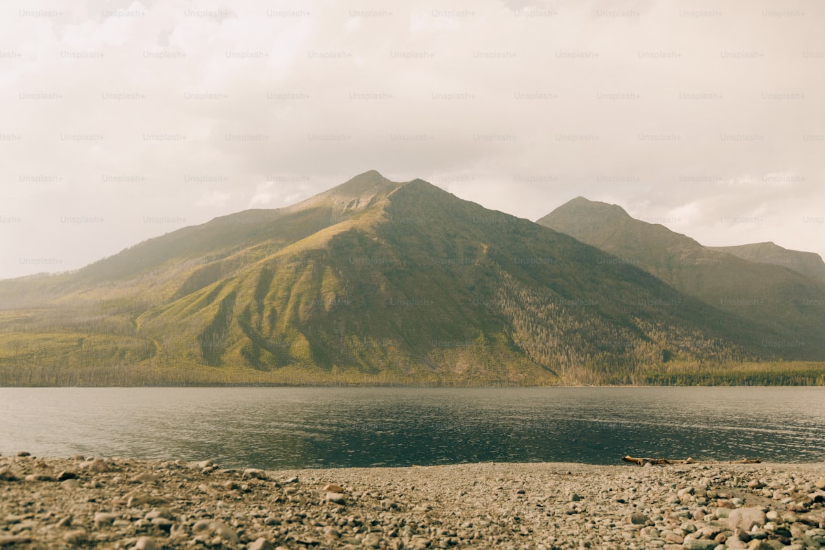 Wedding ceremony at Glacier National Park with mountain backdrop
