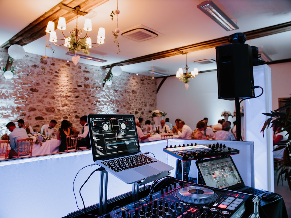 Professional DJ entertainment setup for micro-wedding reception