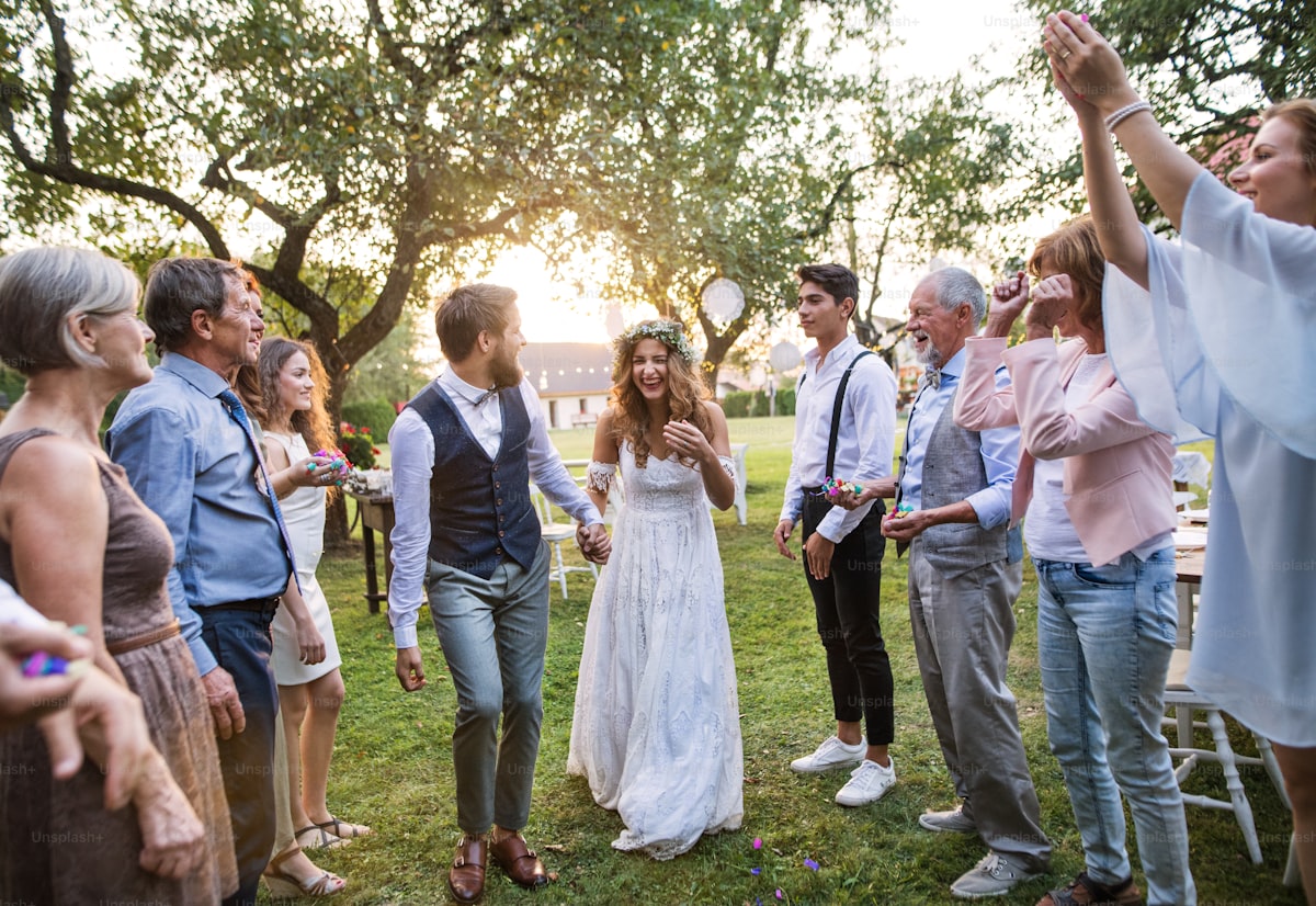 Professional wireless microphone setup for outdoor wedding ceremony